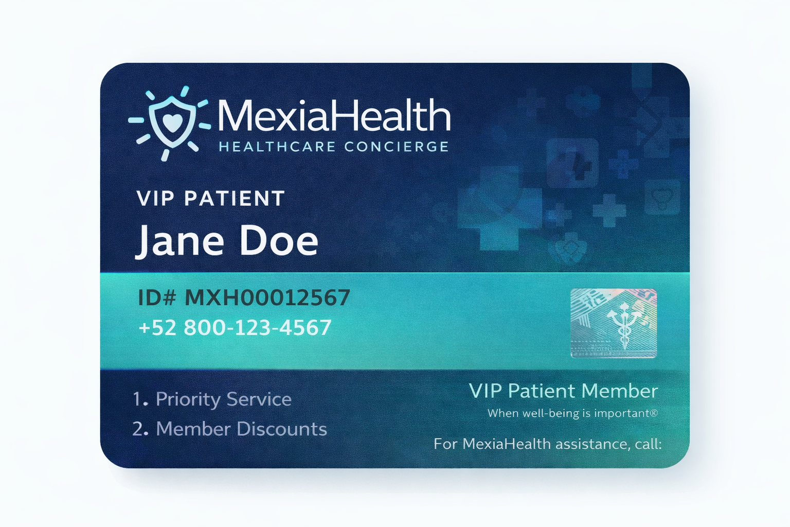 MexiaHealth concierge card