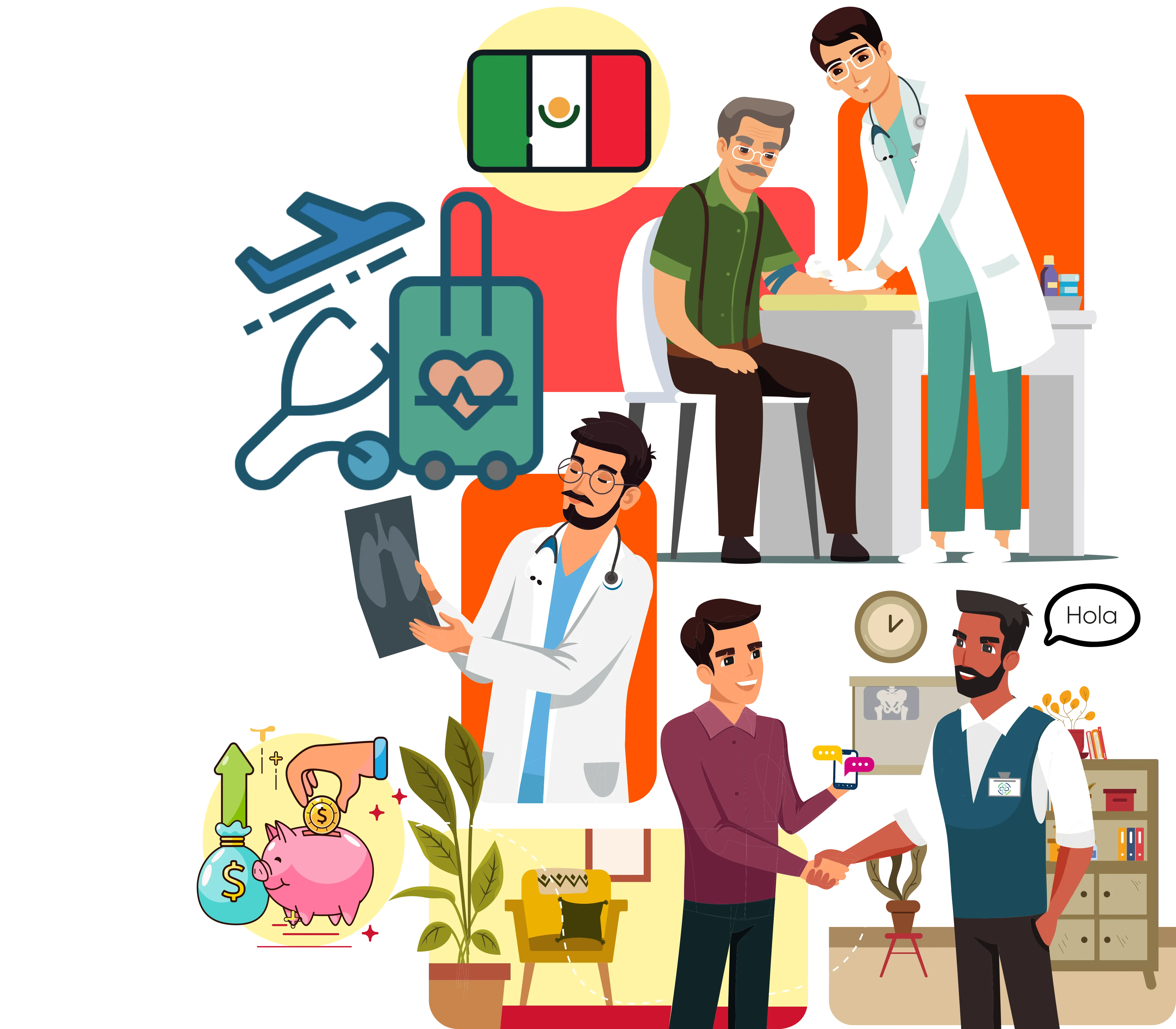 MexiaHealth Medical Tourism Illustration with Avatars